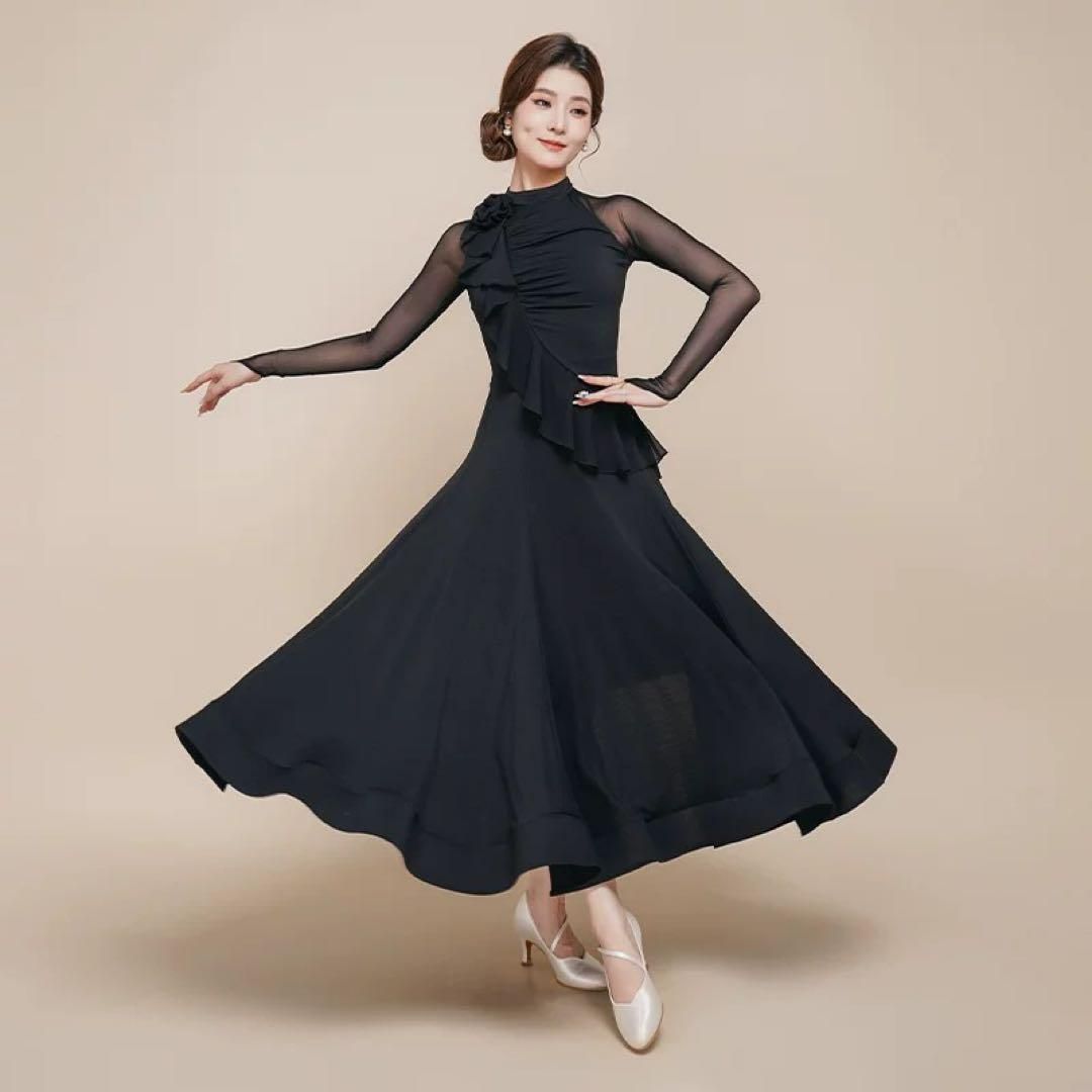 ストーン付きスタンダードワンピース✦練習着からダンスパーティまで幅広く活躍✨ 新品未使用 ダンス練習用スタンダードワンピース 動きやすさ抜群