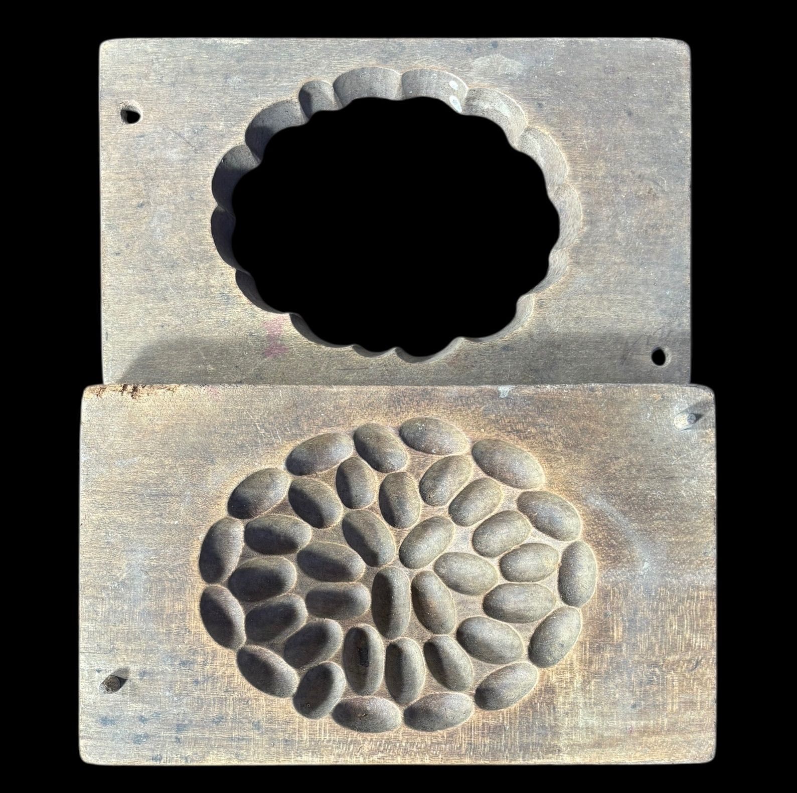 菓子型 落雁 木型 昭和 木枠 和菓子 型 お菓子 ゆり 彫刻 伝統 昭和