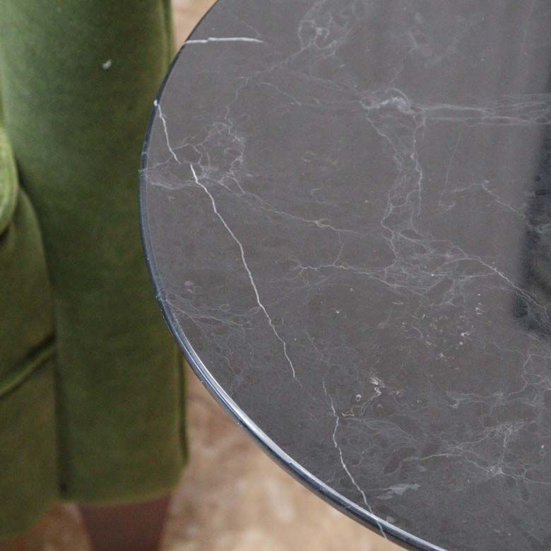 サイドテーブル 大理石 円形 カフェテーブル ブロンズ調 石 - メルカリ