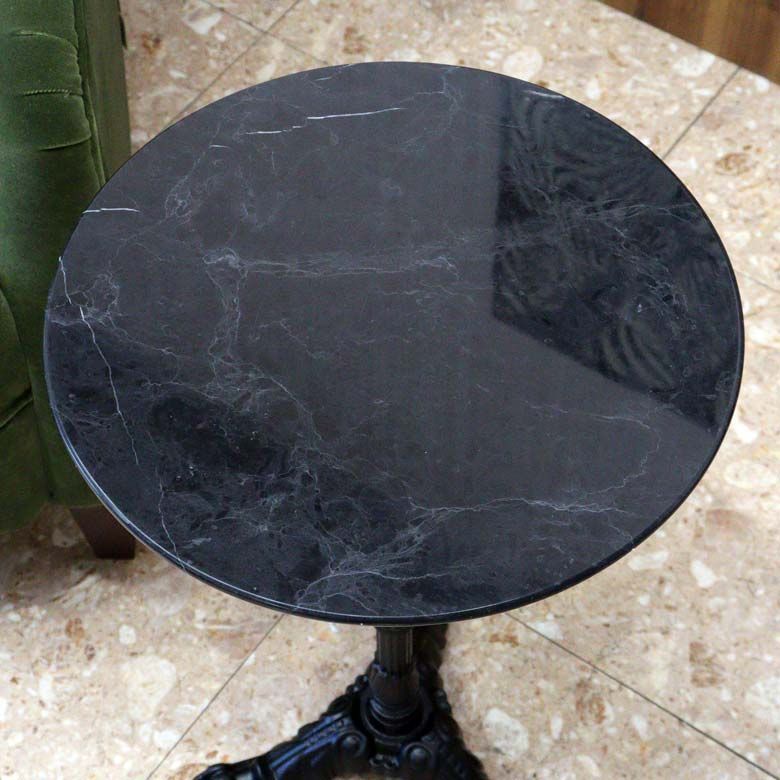 サイドテーブル 大理石 円形 カフェテーブル ブロンズ調 石 - メルカリ