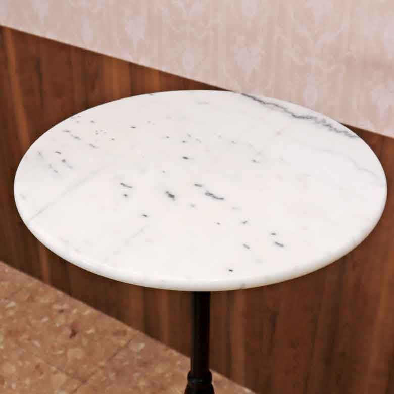 ハイテーブル 50cm 大理石 円形 カフェテーブル ブロンズ調 石 立ち