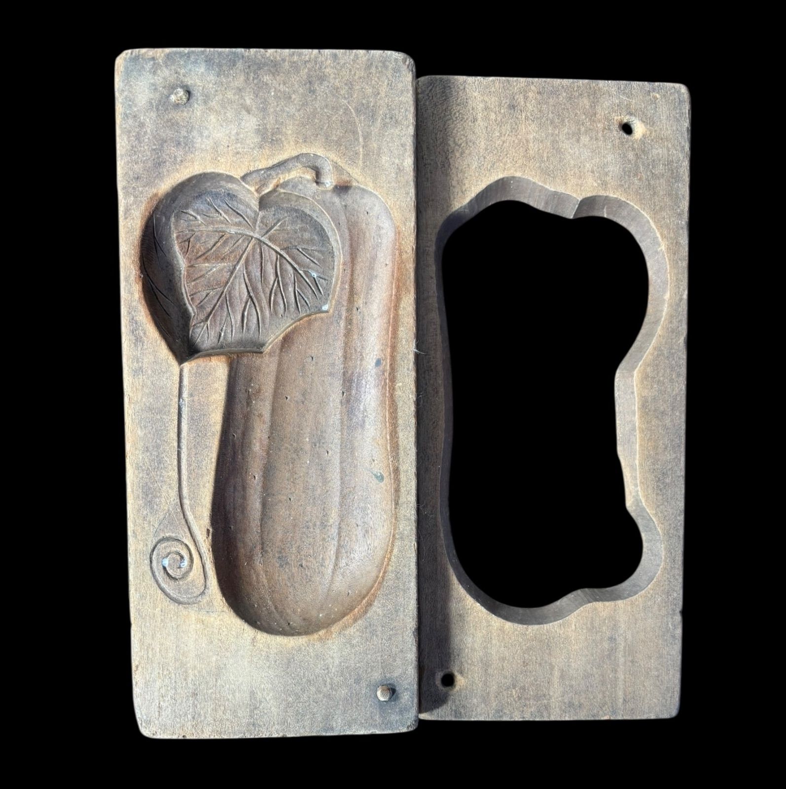 菓子型 瓜 落雁 木型 昭和 木枠 和菓子 うり 型 お菓子 野菜 彫刻 伝統