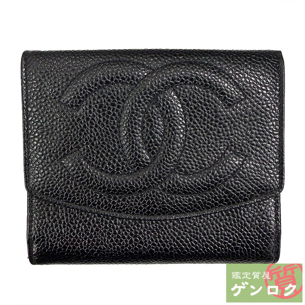 シャネル キャビアスキン Wホック 折り財布 三つ折り財布 - メルカリ