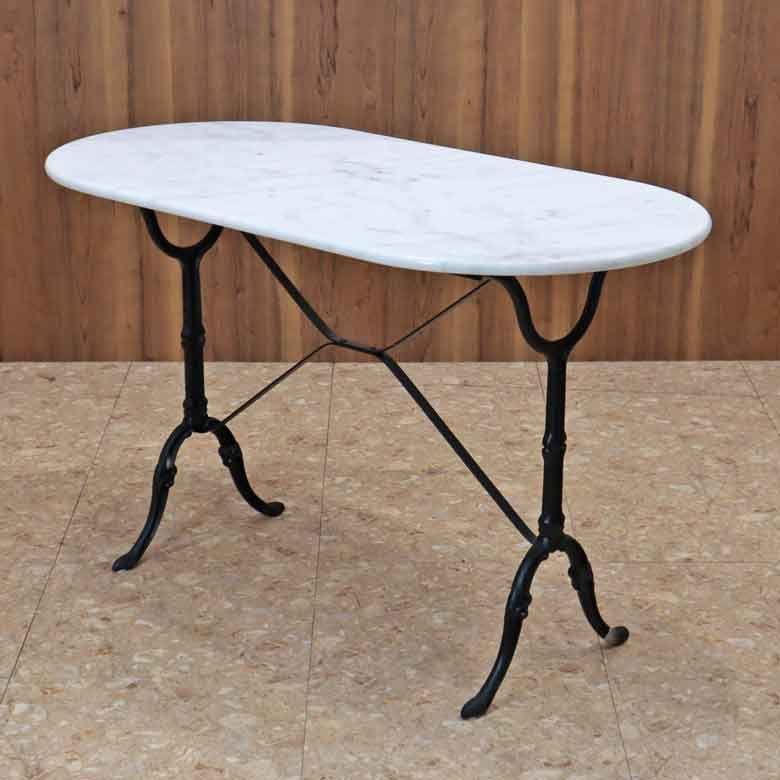 パブテーブル 120cm 大理石 楕円 カフェテーブル ブロンズ調 石 - メルカリ