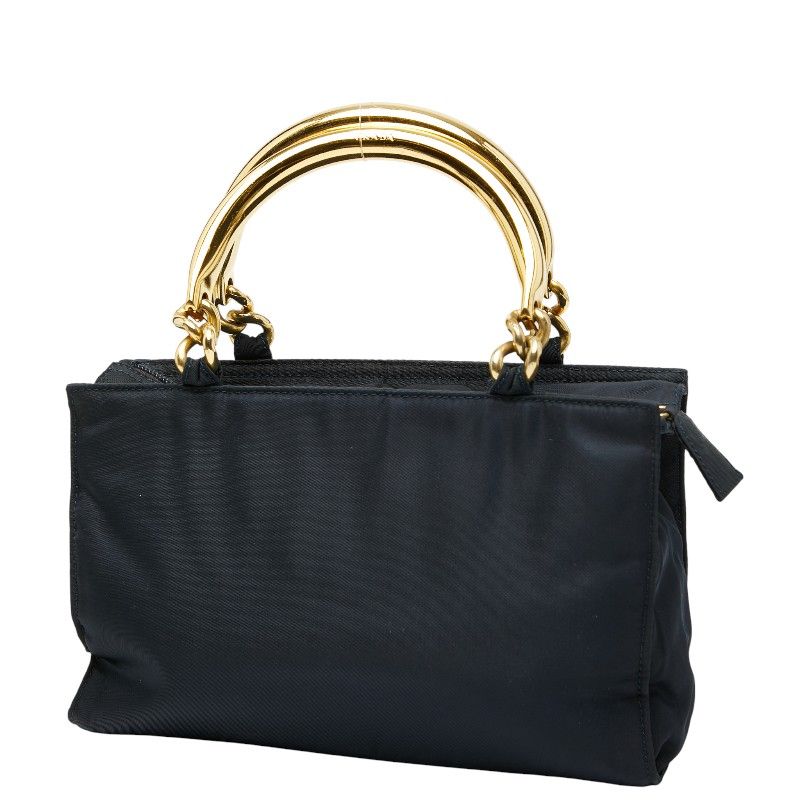 プラダ 三角ロゴプレート ネイビー ゴールド ナイロン レディース