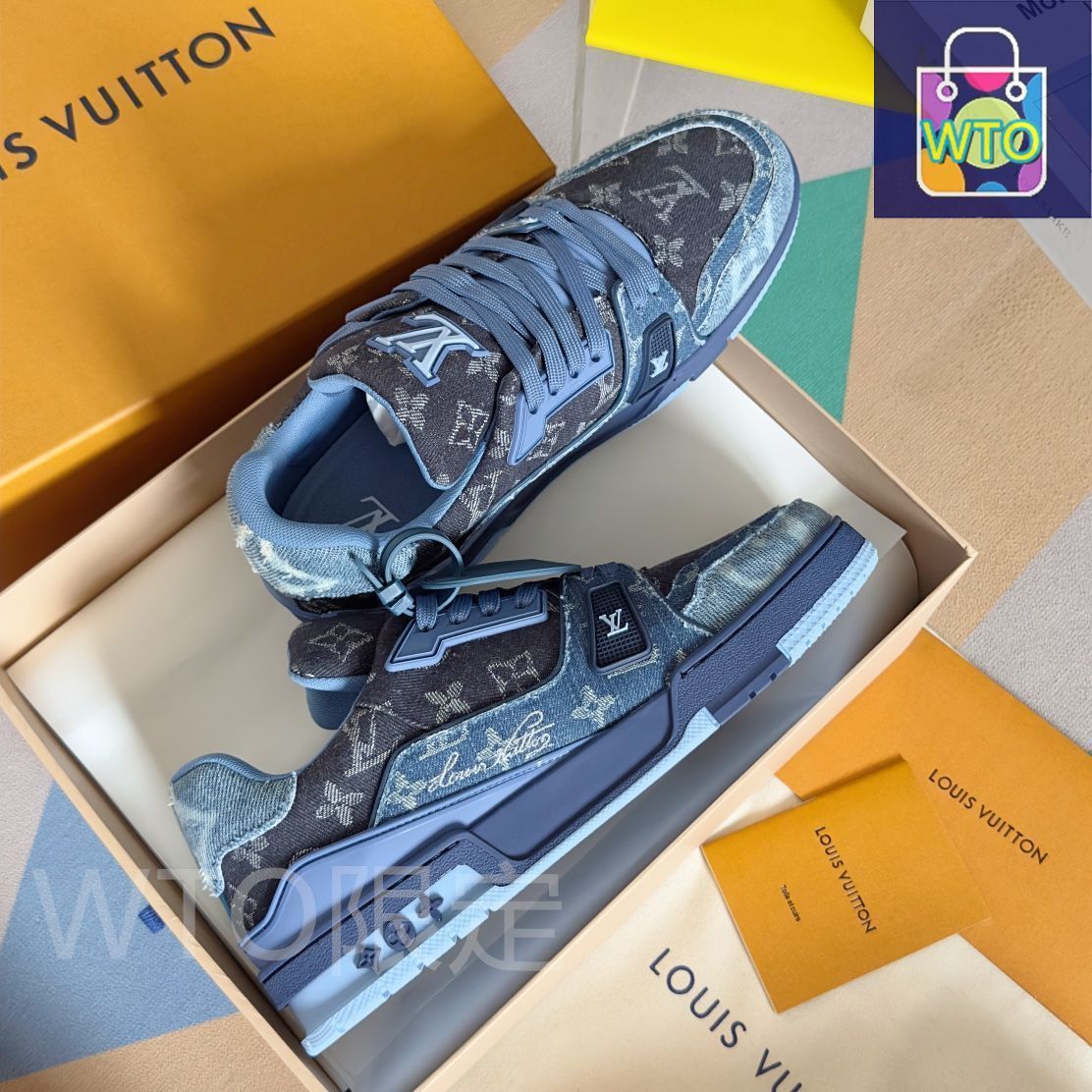 Louis Vuitton trainer レトロブルーのロートップファッショナブルな