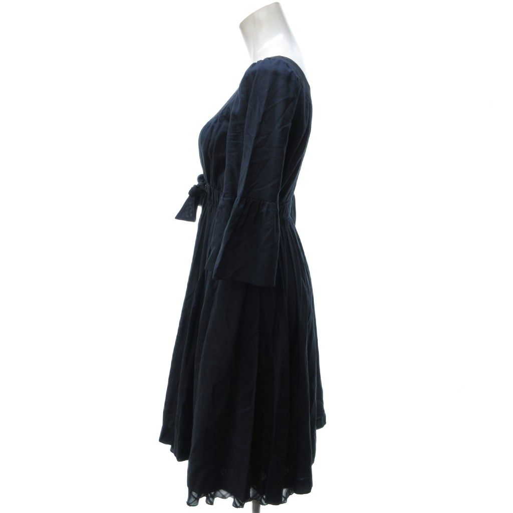 (新品)バーバリーブルーレーベル　リネンコットン　ワンピース　リボン　M 美シルエット BURBERRY BLUE LABEL バーバリーブルーレーベル