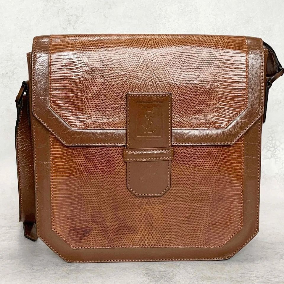 サンローラン ショルダーバッグ ブラウン レザー YSL カサンドラ 茶色