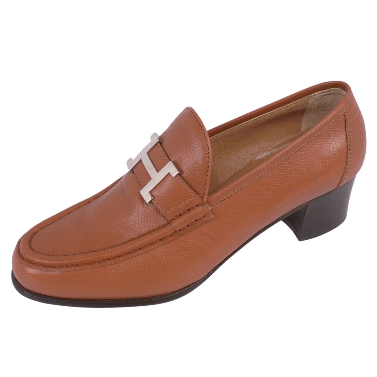 美品 エルメス HERMES ローファー モカシン Hロゴ コンスタンス ヒール