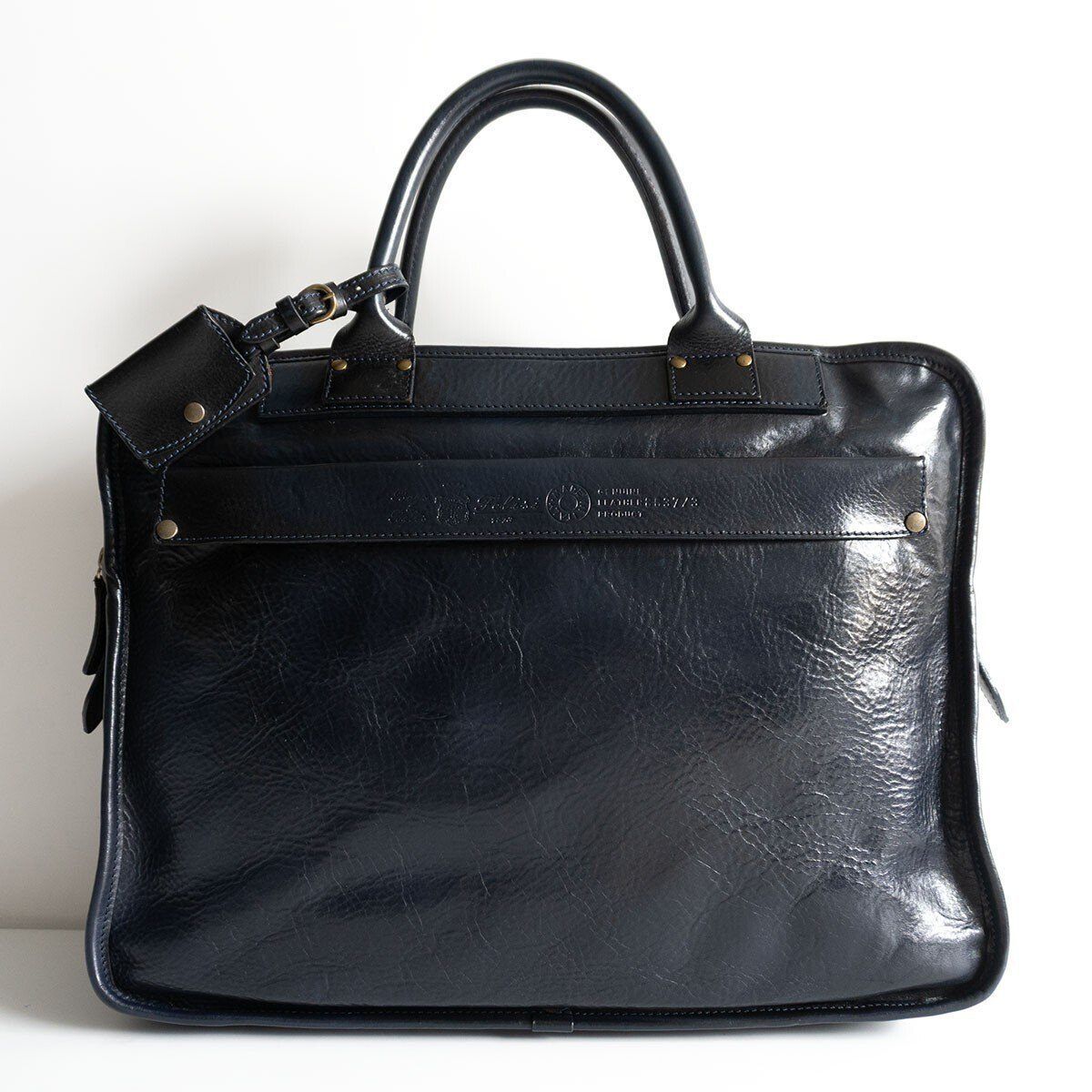 美品】FELISI 【8637/3-NK オールレザー ブリーフケース】 ネイビー