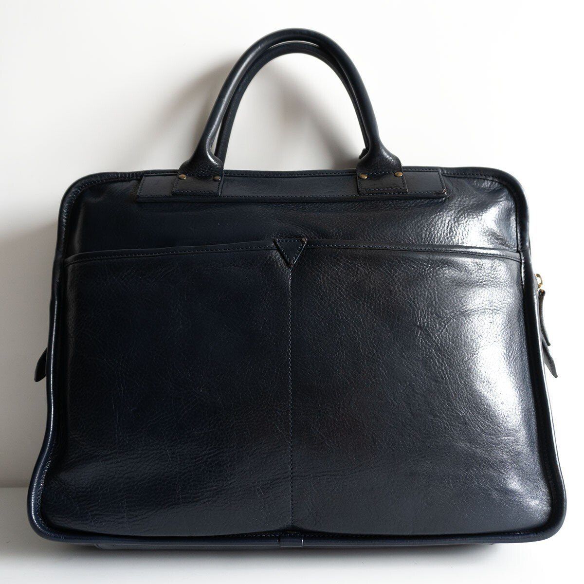 美品】FELISI 【8637/3-NK オールレザー ブリーフケース】 ネイビー