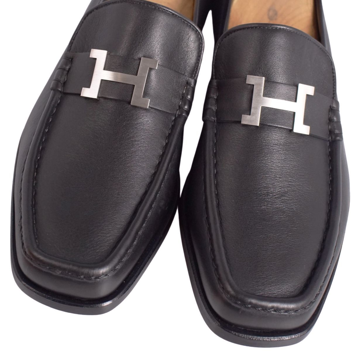 未使用 エルメス HERMES ローファー モカシン Hロゴ コンスタンス レザ