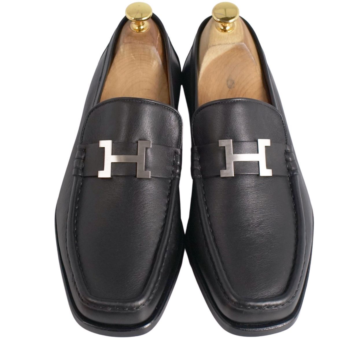 未使用 エルメス HERMES ローファー モカシン Hロゴ コンスタンス レザ