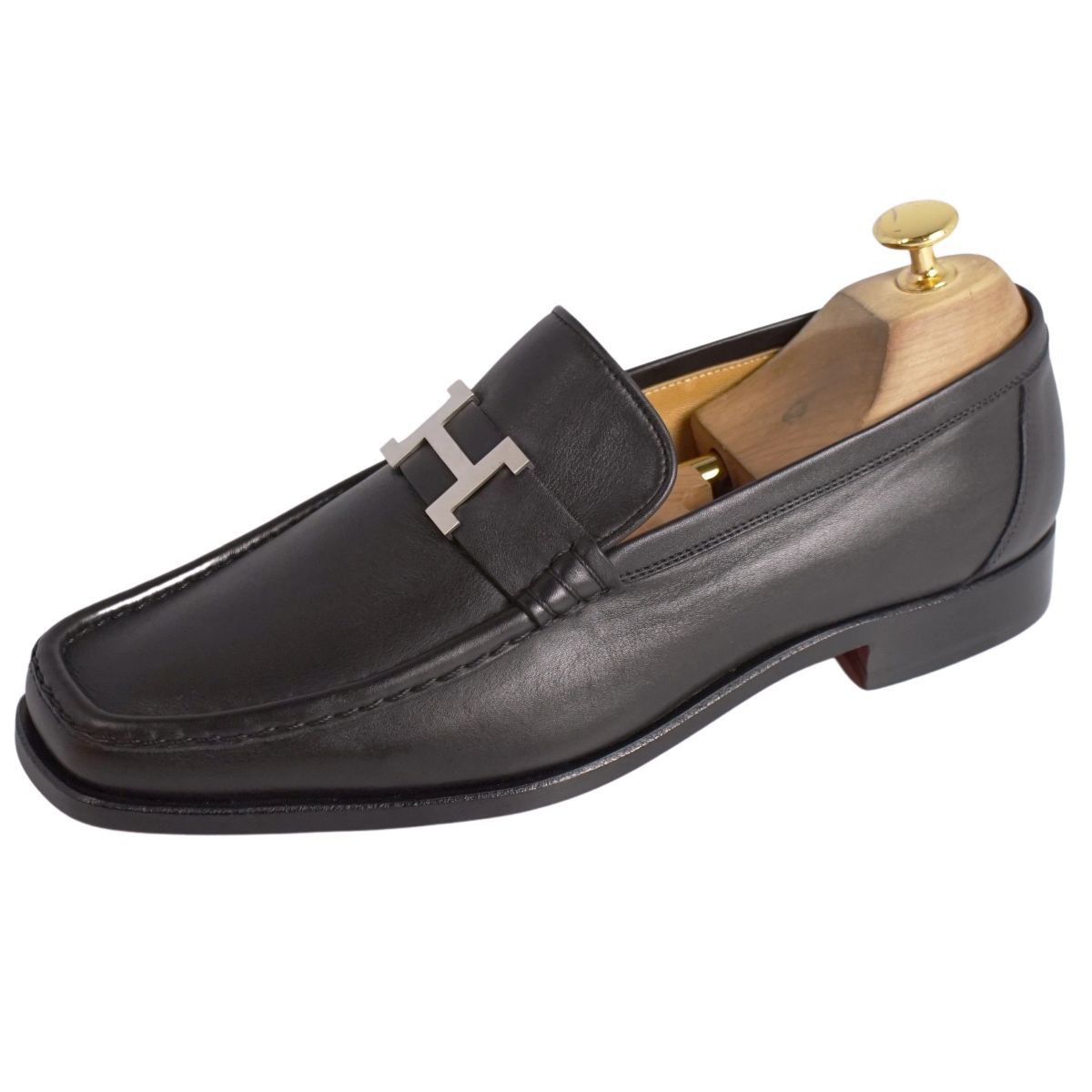 未使用 エルメス HERMES ローファー モカシン Hロゴ コンスタンス レザ