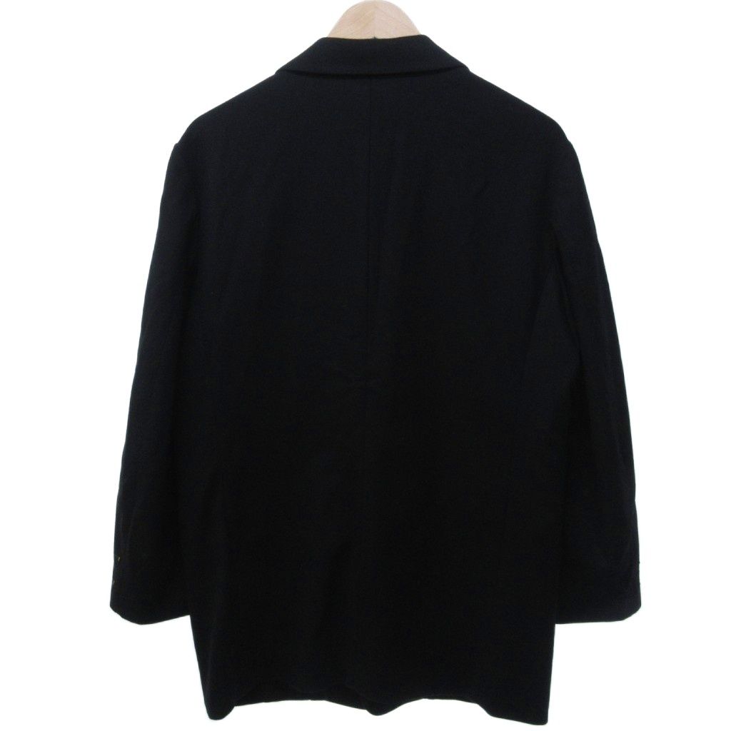 PAPAS パパス コットンウール テーラードジャケット 50 Lサイズ 黒 パパス Papas ウールテーラードジャケット ブレザー くるみボタン 長袖