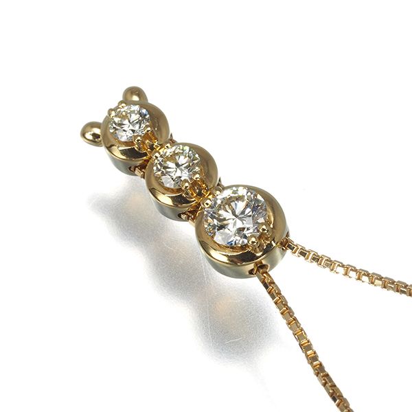 田崎　3Ｐダイヤ　K18WGトリロジー　TASAKI TASAKI】タサキ K18WG トリロジー ダイヤモンド ネックレス 9.7g【中古