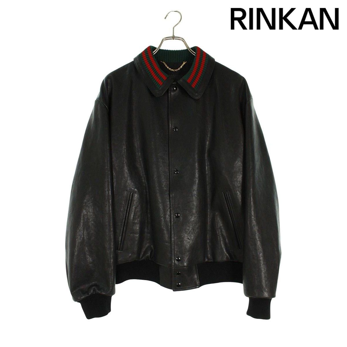 ♡美品♡GUCCI レザージャケット 黒 赤裏地 グッチ 746523 XN687 襟シェリーラインボンバーレザージャケット