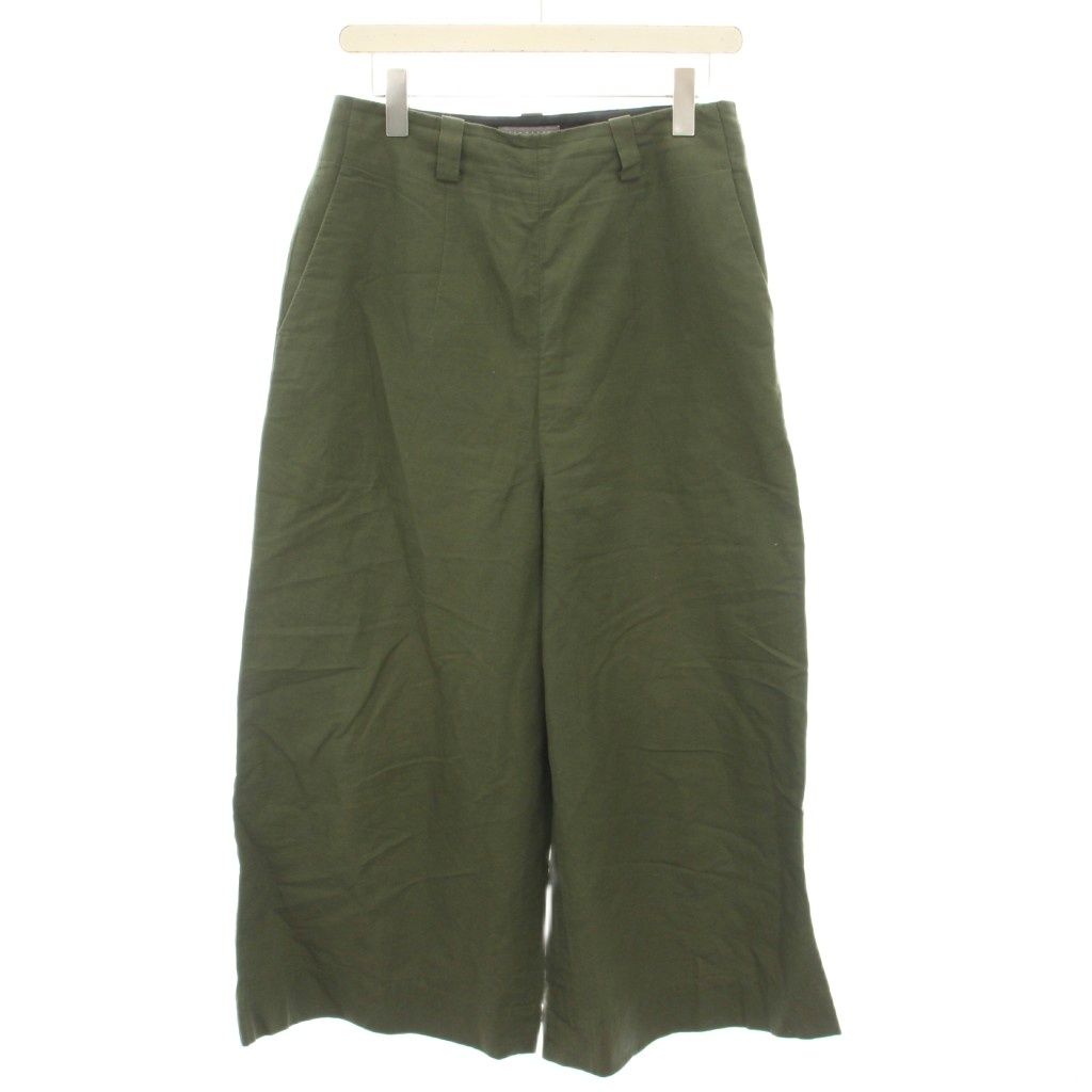 マーガレットハウエル MARGARET HOWELL 24SS プレーンウィーブコットンリネン PLAIN WEAVE COTTON LINEN ワイドパンツ 麻 リネン混 3 カーキ 578-4144001 /YT