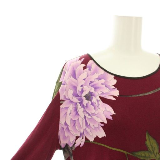 レオナール LEONARD カットソー ブラウス ラウンドネック 長袖 花柄 絹