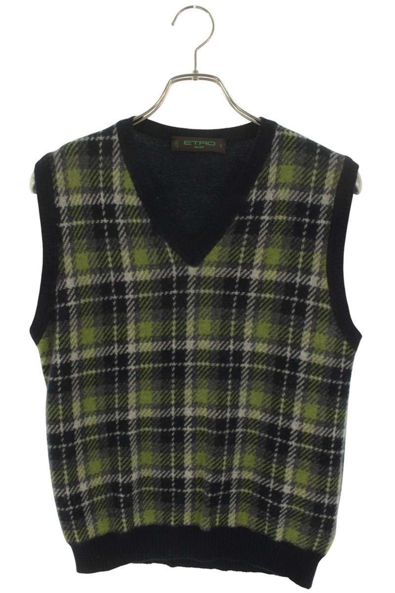 ETRO ベスト エトロ 082-14818-9918 チェック総柄ニットベスト メンズ L - メルカリ