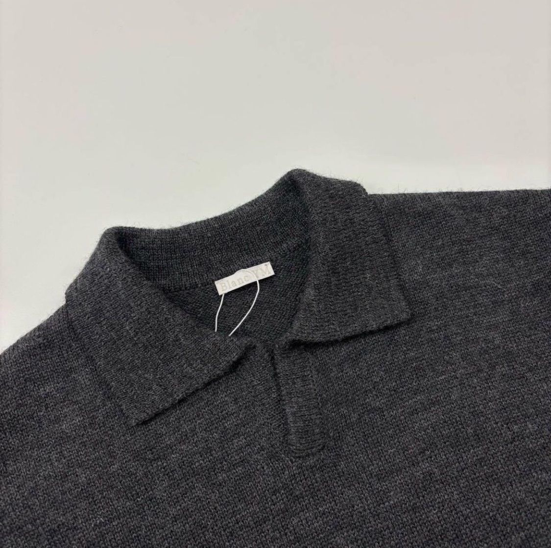 23aw 2023 新品 Blanc YM ブラン ワイエム Wool Knit Skipper Shirt BL