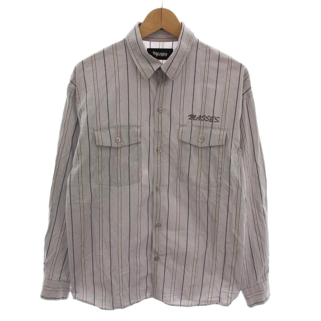 マシス MASSES シャツ ストライプ コットン 長袖 S グレー /YM - メルカリ