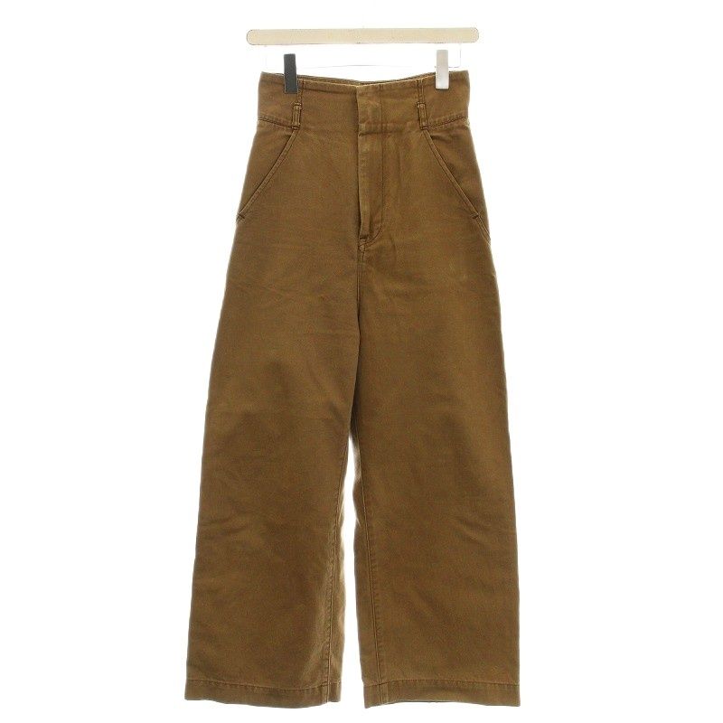 マメクロゴウチ Mame Kurogouchi 後染め ハイウエスト パンツ チノパン