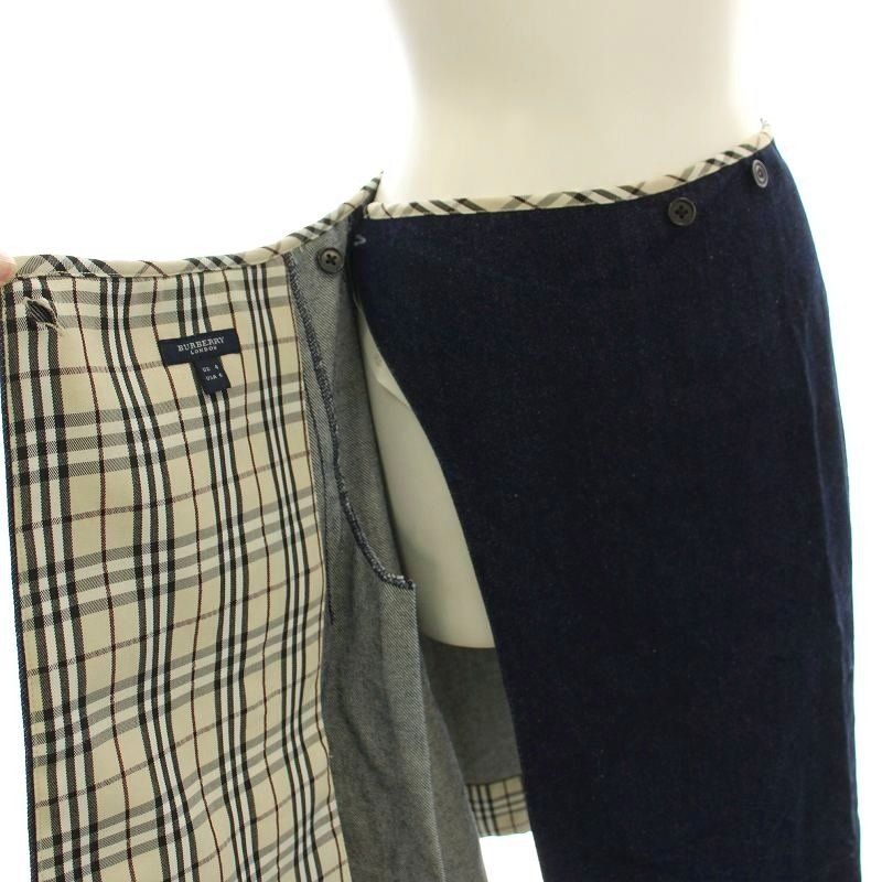 バーバリー ロンドン BURBERRY LONDON デニム ラップスカート ひざ丈