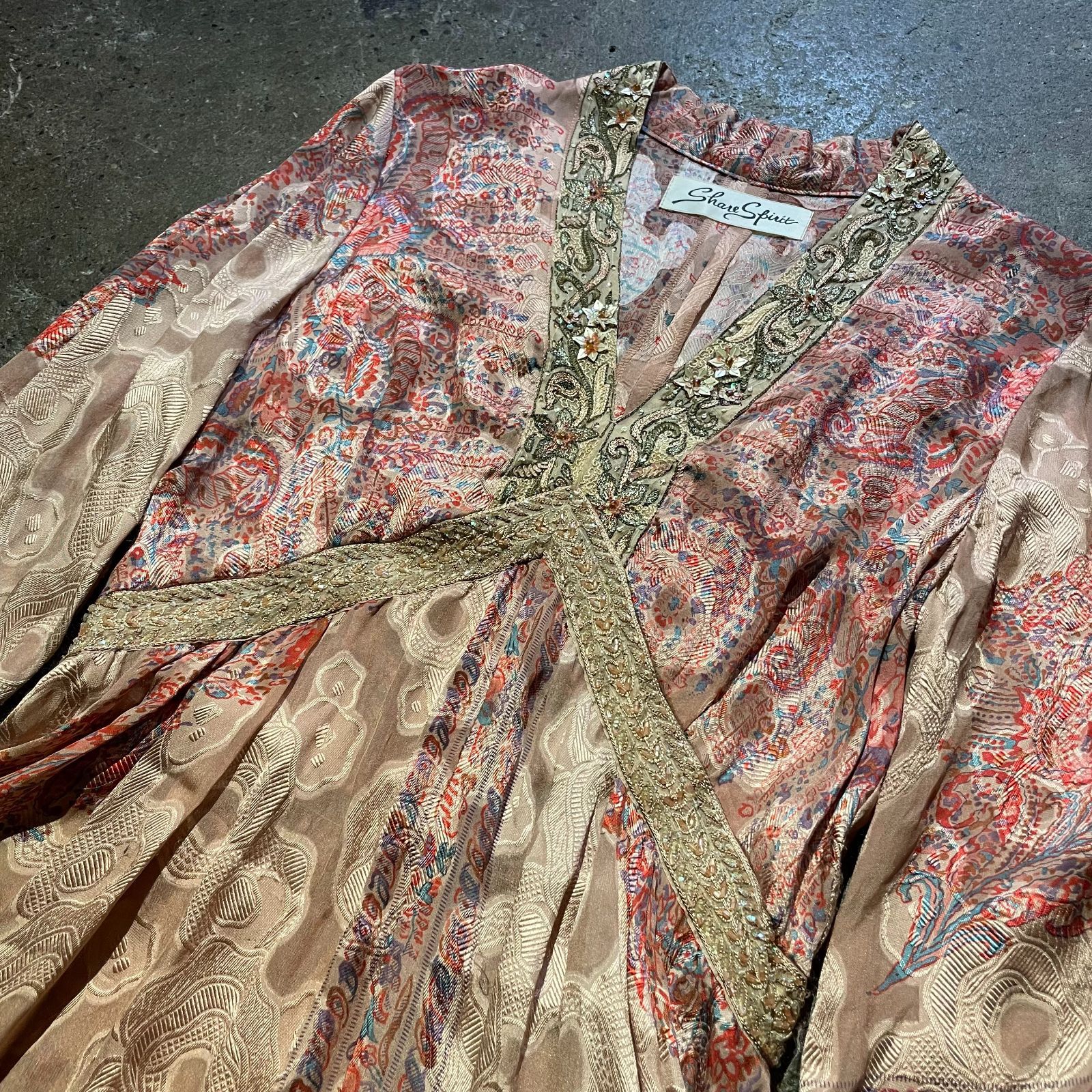 SHARE SPIRIT ボタニカル柄 シルク ワンピース シェアースピリット