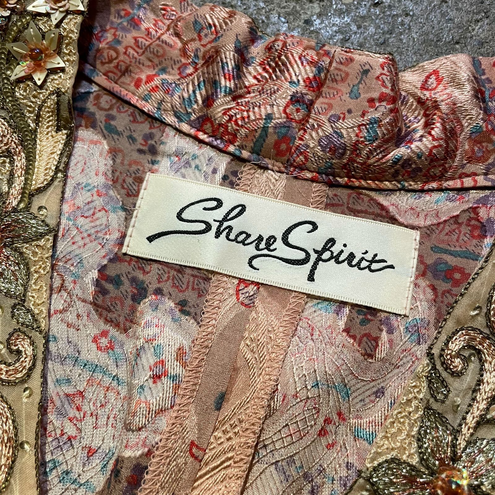 SHARE SPIRIT ボタニカル柄 シルク ワンピース シェアースピリット