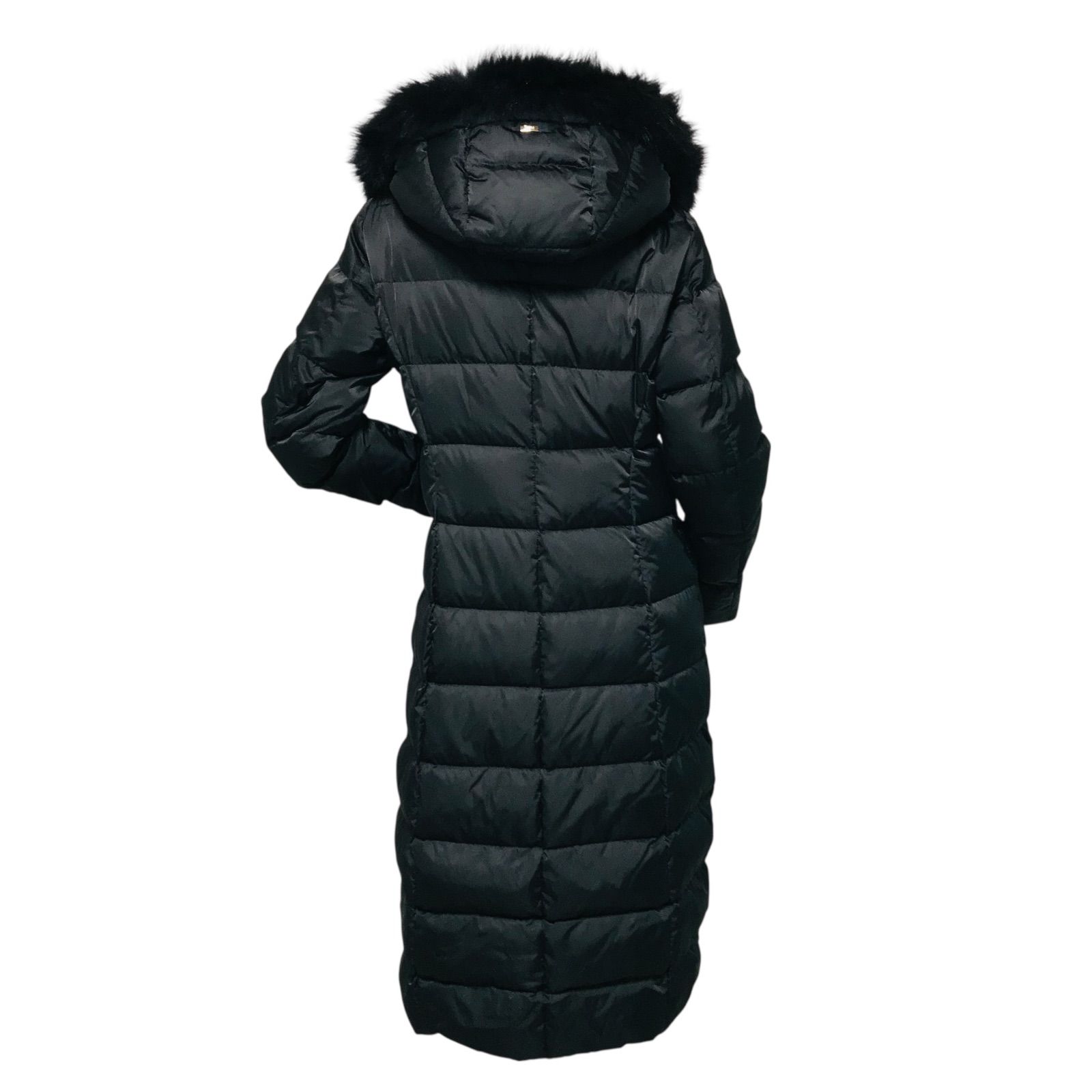 希少サイズ46✨HERNO ロングダウンコート ファー ゴールド金具 ブラック 美品☆HERNO・ヘルノ ポーラテック レディース メタルブランドロゴ