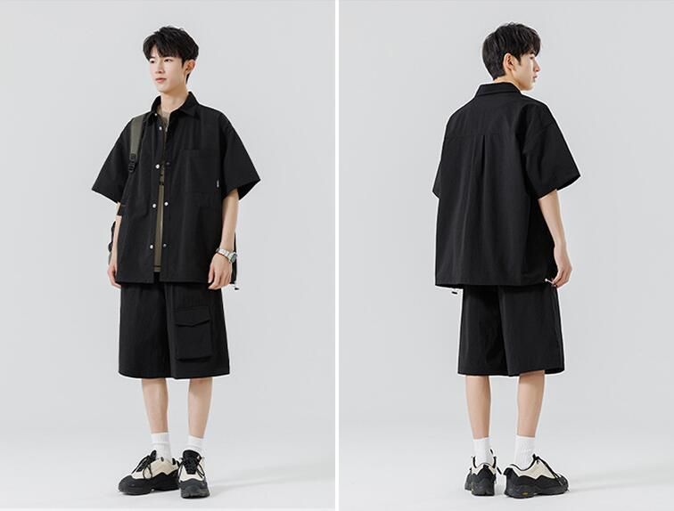 リラックス セットアップ メンズ 半袖シャツ ハーフパンツ ジャージ