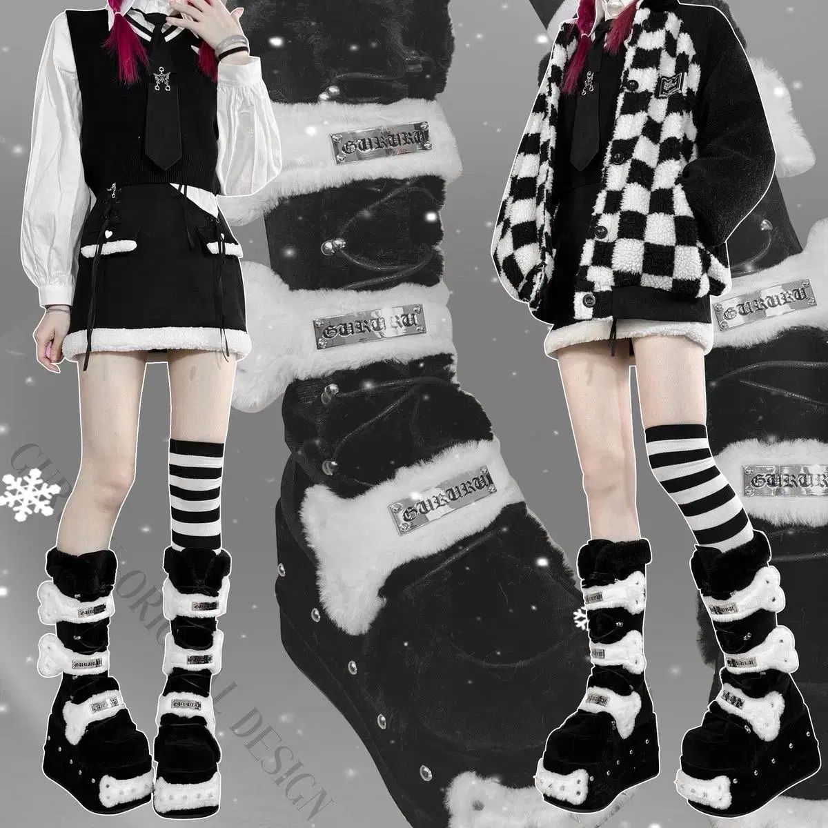  Y 2 K アバンギャルド リベット PLUSH 厚底 ロングブーツ その他 ブーツ