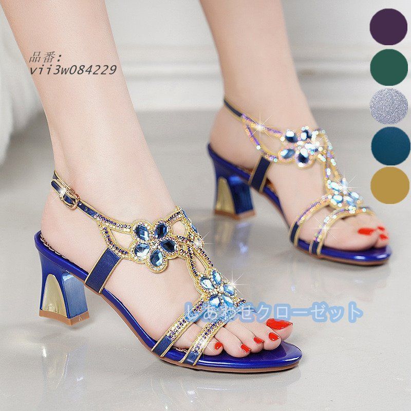 サンダル レディース 太ヒール ハイヒール ミュール スリッパ キラキラ サマー 楽ちん 歩きやすい 夏 痛くない 疲れにくい 安定感 レディース靴 