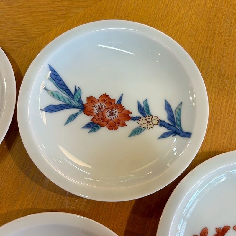 今泉今右衛門　双桃絵銘々皿揃 今泉今右衛門 双桃絵銘々皿揃