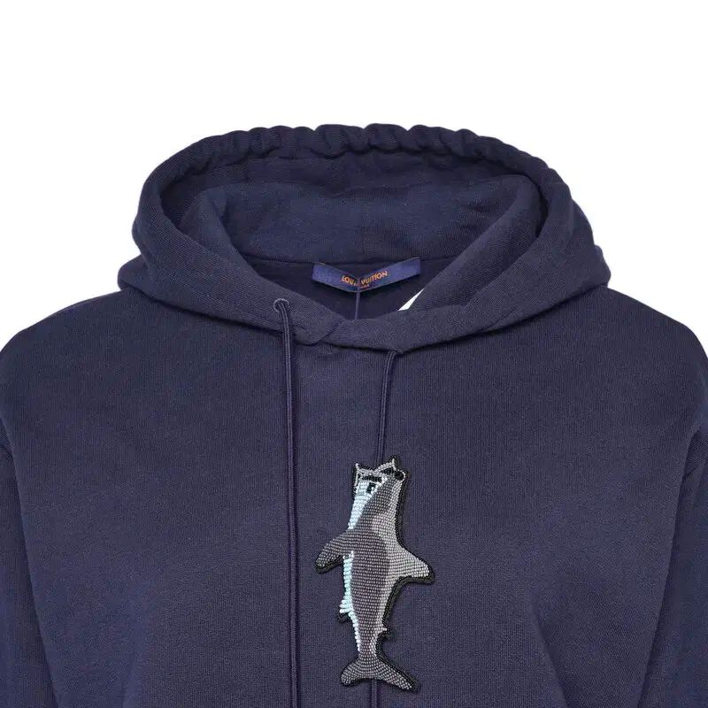 ルイヴィトン ネイビー ビーズ シャーク フーディー Tシャツ 1A8R2Q