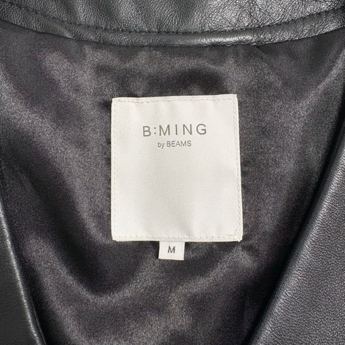 羊革】BEAMS レザージャケット 黒 M シープスキン カーディガン ノー