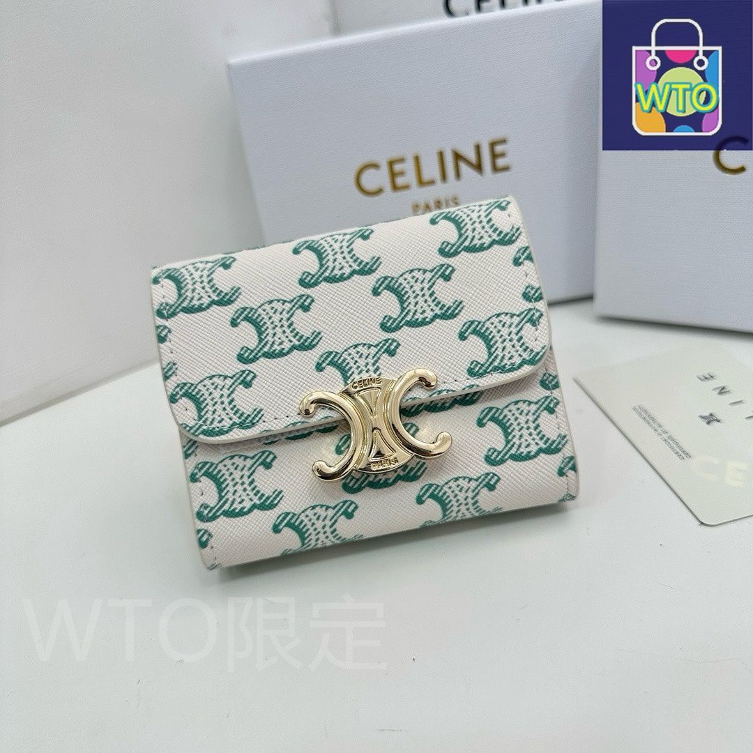 本日特価] セリーヌ ウォレット 16332 プリントグリーン 最新モデル