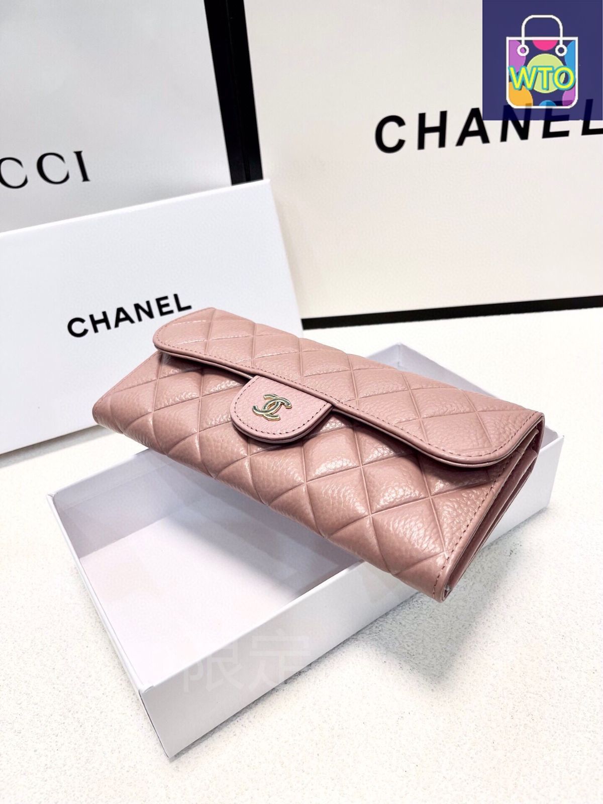 本日特価] シャネル レディース ウォレット 2つ折り ブラック＆ピンク