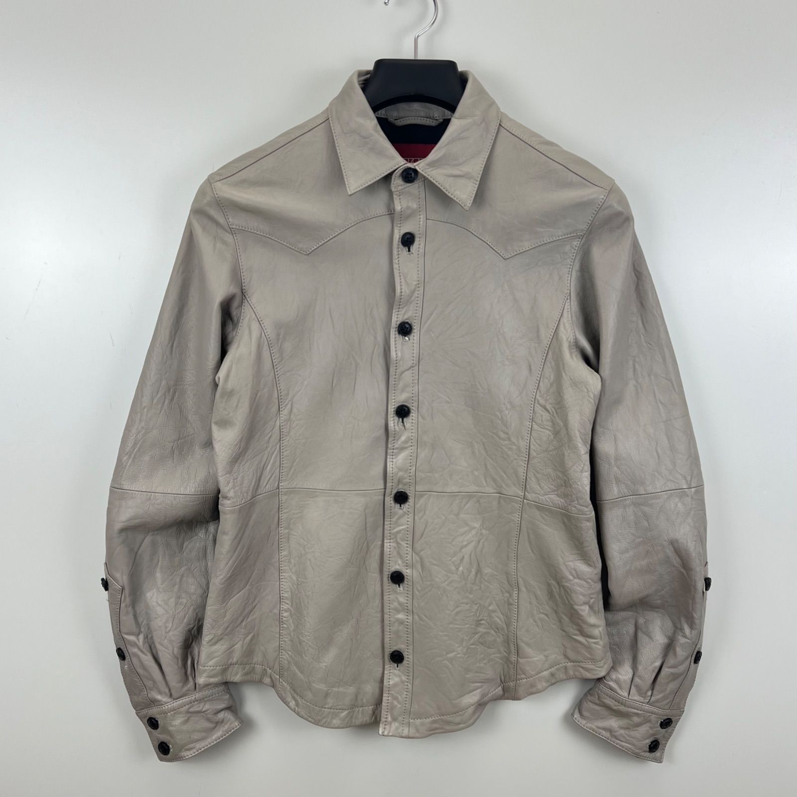 barassi 00s ITALY archive Leather shirts jacket 48 バラシ