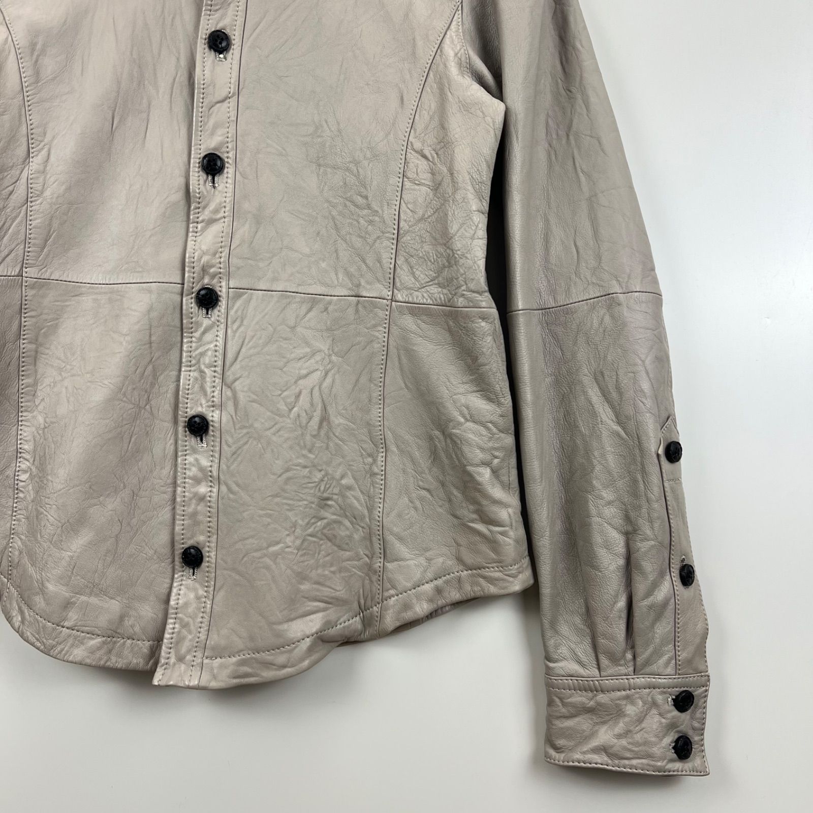 barassi 00s ITALY archive Leather shirts jacket 48 バラシ