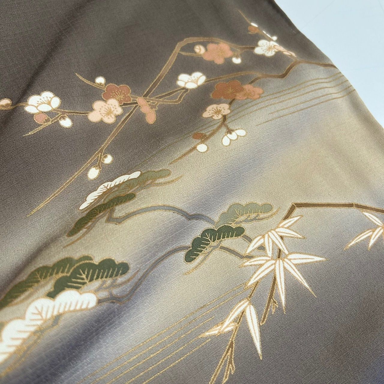 付下げ 裄68 上品な友禅 美しい花 ガード加工 紋なし 正絹 MK-1499