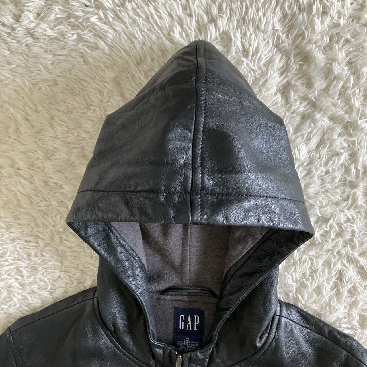 美品！OLD GAP ギャップ レザー パーカー ラムレザー 本革 羊革 y2k