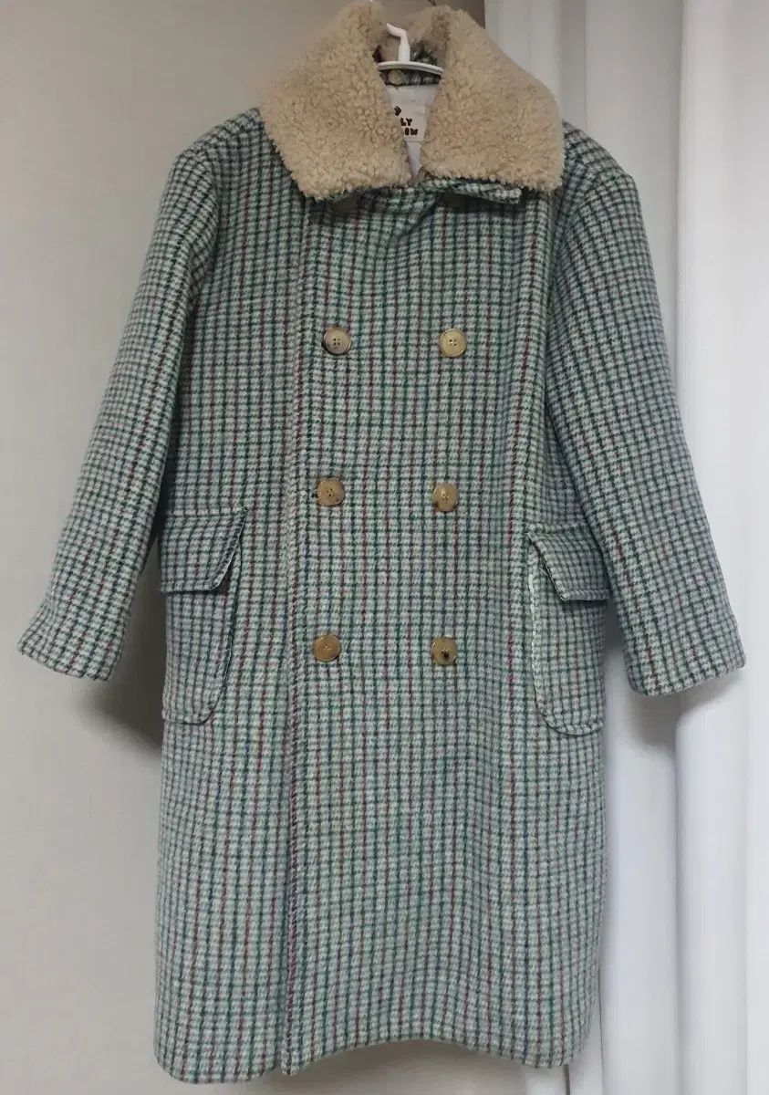 ゼリーメロ ウール混 CHECKパターン ボア KARA カラ ロングコート 6-7歳