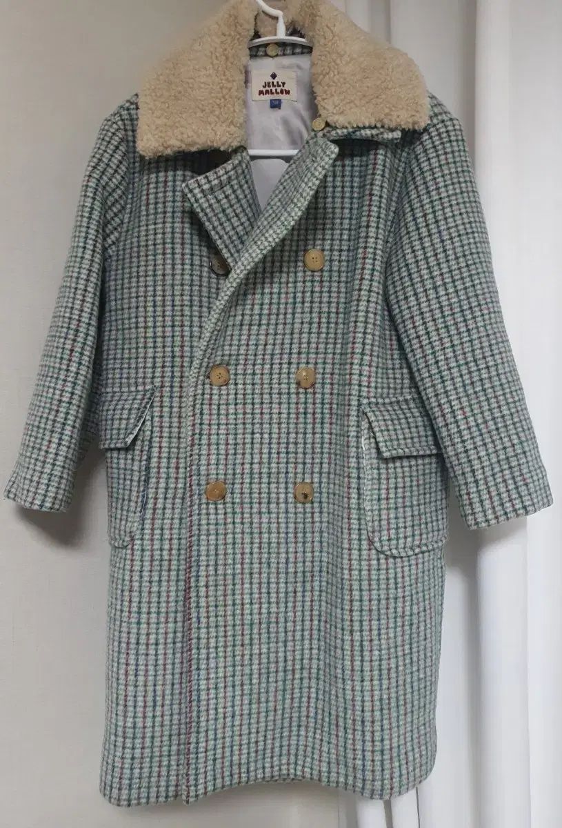 ゼリーメロ ウール混 CHECKパターン ボア KARA カラ ロングコート 6-7歳