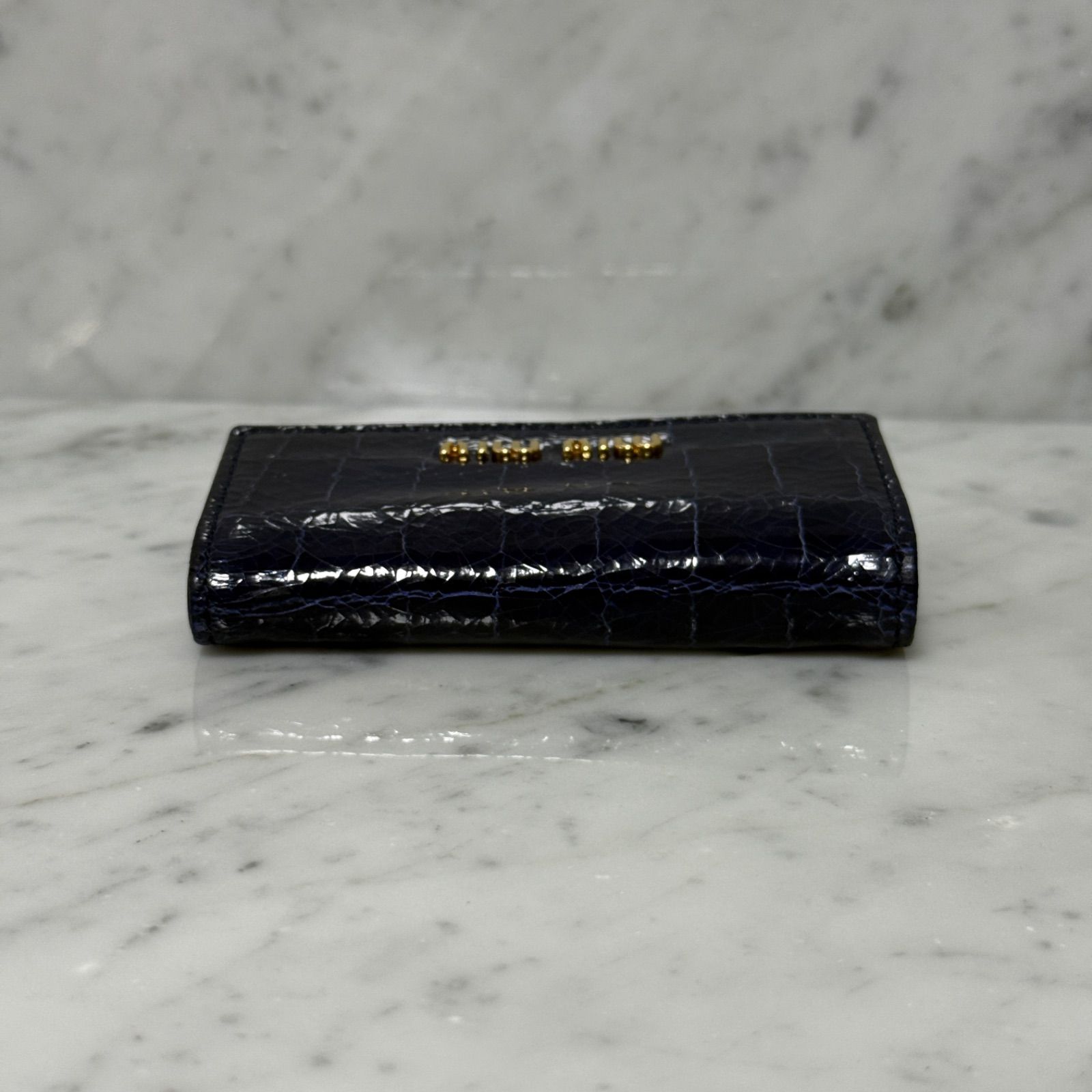 MIUMIU ミュウミュウ キーケース ネイビー クロコダイル エナメル 本革