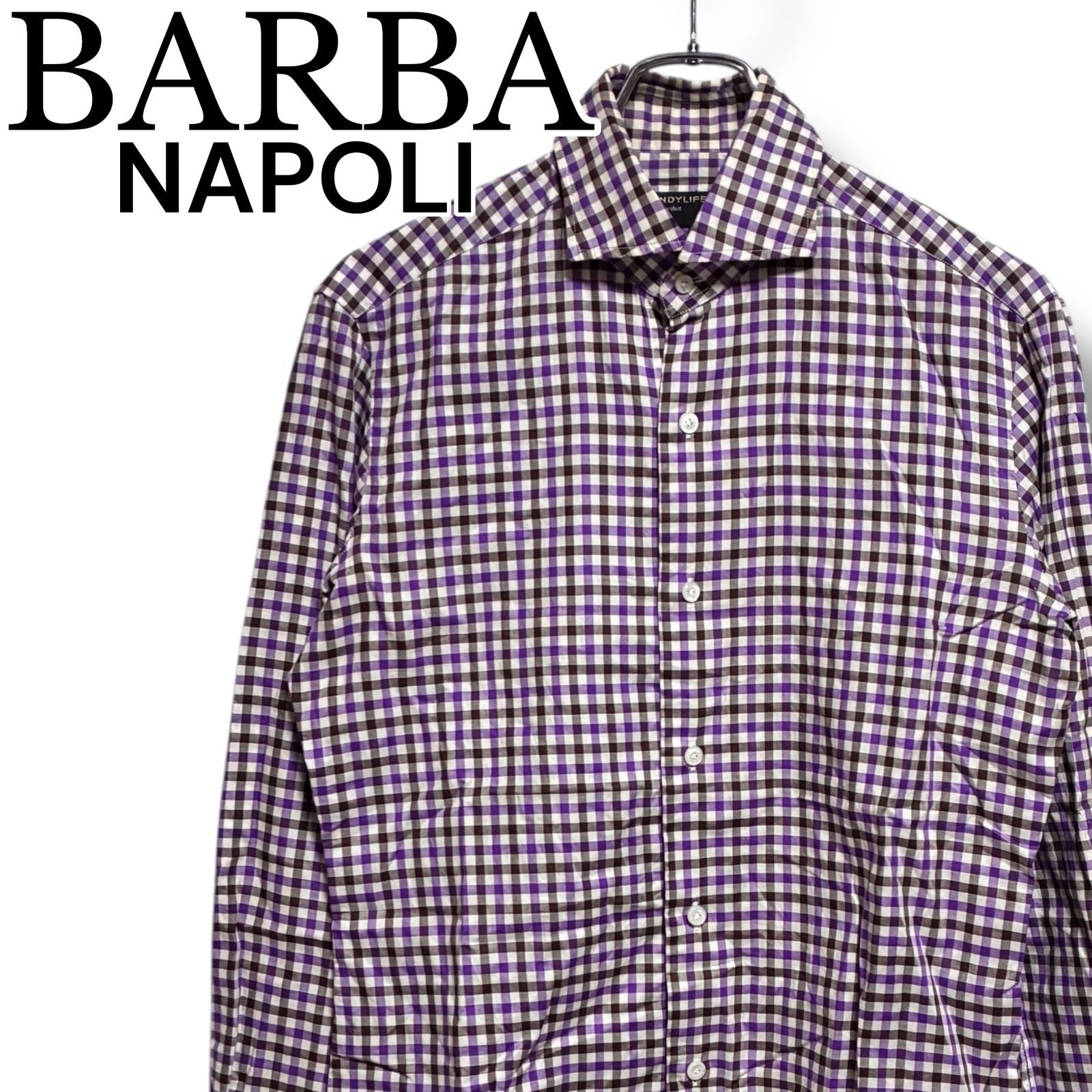 BARBA NAPOLI バルバ ナポリ DANDYLIFE チェックシャツ パープル