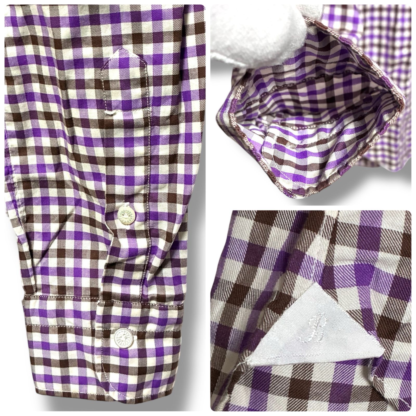 BARBA NAPOLI バルバ ナポリ DANDYLIFE チェックシャツ パープル