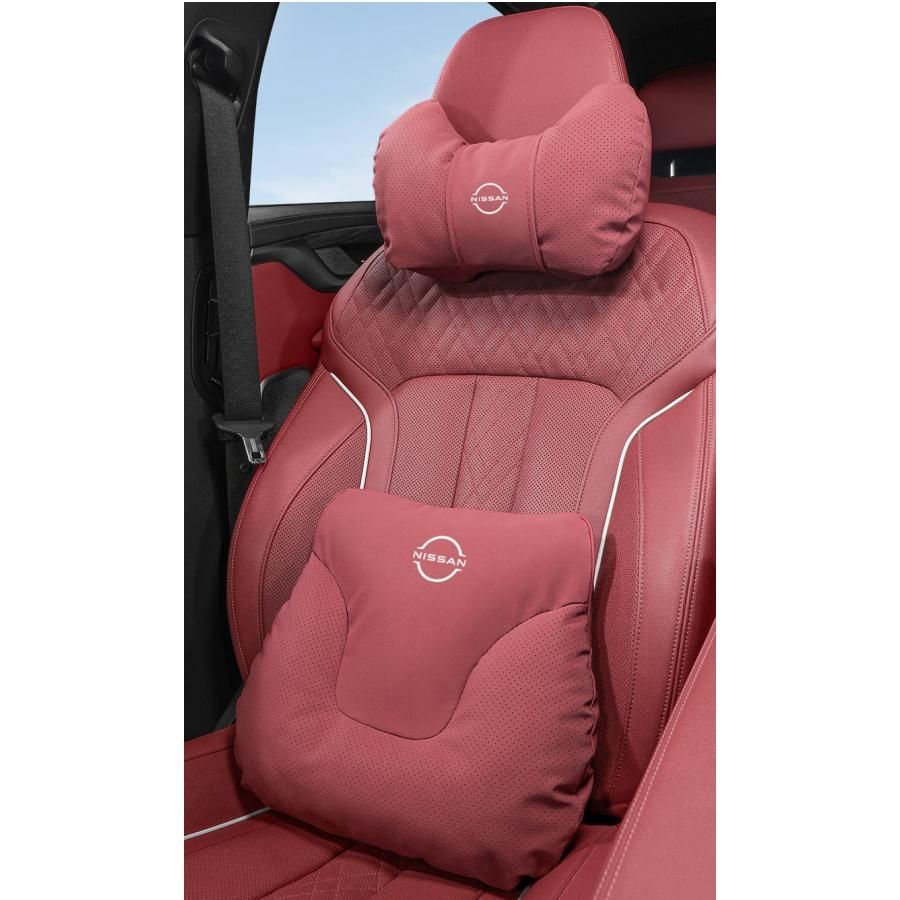☆日産 NISSAN☆レッド☆ネックパッド 腰クッション 車用 背もたれ