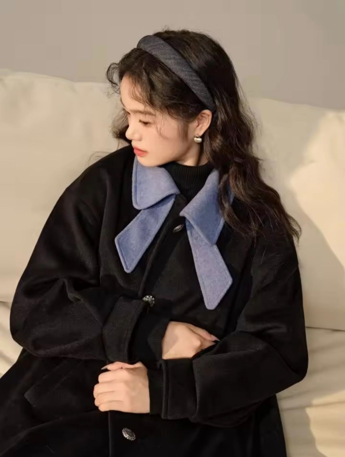 KUOSE ボウカラーコート/リボンカラーコート L - メルカリ